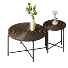 Load image into Gallery viewer, Coffee And End Table Set Waterproof Cover, Distressed Cylindrical Design, Legs Classic Rustic Charm (Set of 2)
