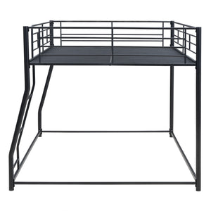 Metal Floor Bunk Bed, Full XL over Queen, Black