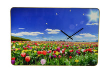 Load image into Gallery viewer, Silent Tulips Floral Wall Clock - Blue / Gold / Red
