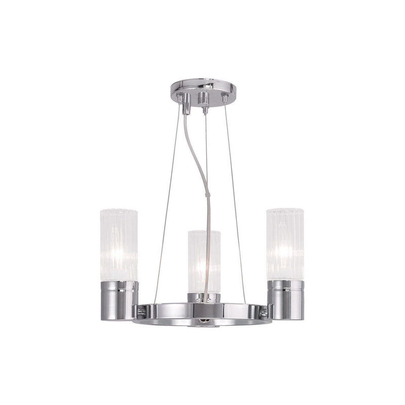 20" Three Light Dimmable Chandelier With Shades - Silver