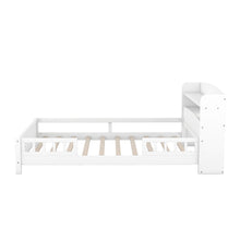 Load image into Gallery viewer, Wood Platform Bed With Built In LED Light, Storage Headboard And Guardrail
