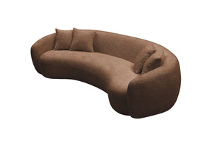 102'' 5-Seater Boucle Sofa Modern Sectional Half Moon Leisure Couch Curved Sofa Teddy Fleece Brown