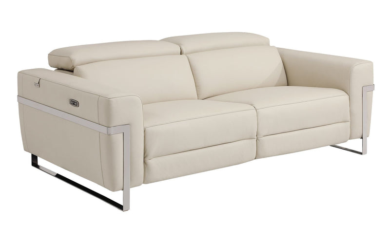 Italian Leather Reclining USB Sofa (720400) - Beige