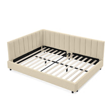 Load image into Gallery viewer, Mid-Century Upholstered Tufted Bed Frame With Backrest And Armrests
