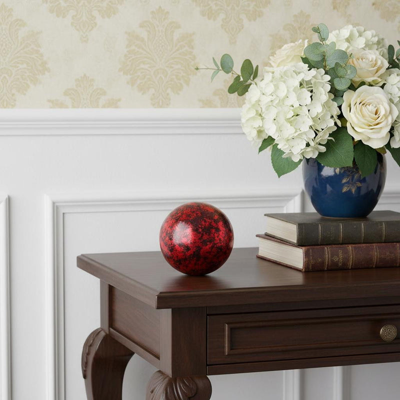 Mache Hand Painted Orb Decorative Orb - Red