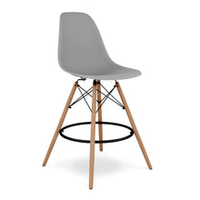 Load image into Gallery viewer, Heavy Duty Plastic And Solid Wood Counter Height Bar Chair - Gray And Brown
