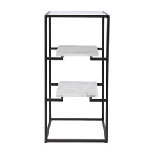 Load image into Gallery viewer, Glass Marble Rectangular End Table With Two Shelves - Black
