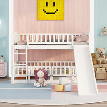 Load image into Gallery viewer, Low Bunk Bed With Slide, Fence And Ladder
