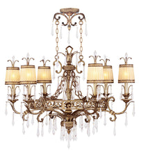 Load image into Gallery viewer, 32" Six Light Metal Dimmable Chandelier With Shades - Gold
