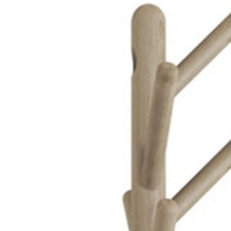 Solid Wood Ten Hook Freestanding Coat Rack - Gray