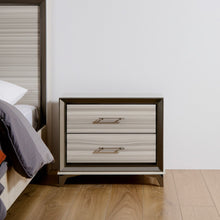 Load image into Gallery viewer, 25" Wood Lighted Two Drawer Nightstand - Silver / White
