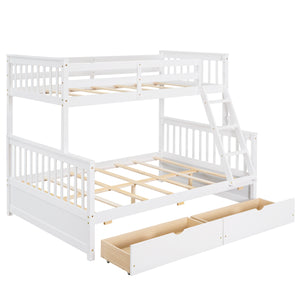 Twin-Over-Full Bunk Bed with Ladders and Two Storage Drawers (White){old sku:LT000165AAK}