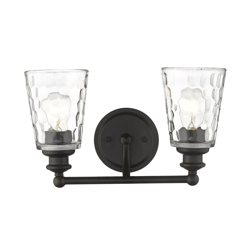 Metal And Pebbled Glass Two Light Wall Light - Bronze