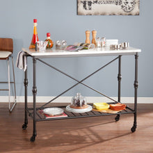 Load image into Gallery viewer, 49" Rolling Kitchen Island With Storage - Black / White
