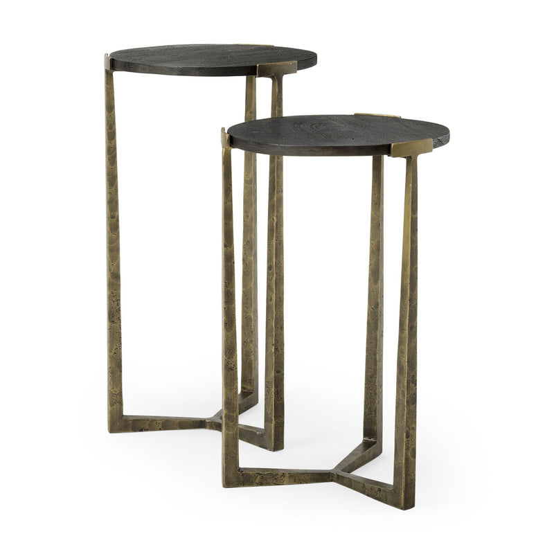 Round Cross Legs Nested Tables (Set of 2) - Black