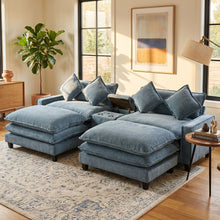 Load image into Gallery viewer, Modern Sectional Sofa With Removable Ottomans, USB Ports
