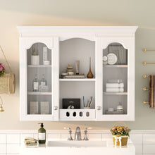 Load image into Gallery viewer, Wall-Mounted Medicine Cabinet With 2 Glass Doors, Adjustable Shelves - White
