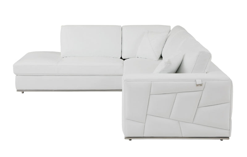 Italian Leather Reclining L-Shaped 2 Piece Corner Sectional - White