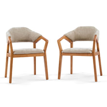 Load image into Gallery viewer, Indoor Upholstered Dining Chair (Set of 2) With Sturdy Frame And Ergonomic Curved Backrest - Oatmeal / Teak
