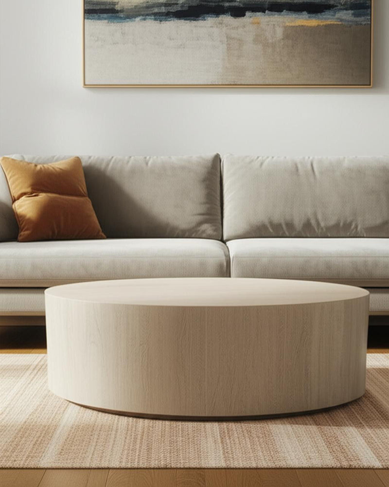 48" Solid Wood Round Distressed Coffee Table - Natural