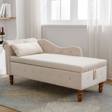 Load image into Gallery viewer, Chaise Lounge Indoor, Lounge Chair For Bedroom With Storage &amp; Pillow, Modern Upholstered Rolled Arm Chase Lounge For Sleeping With Nailhead Trim For Living Room Bedroom Office
