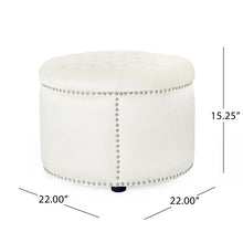 Load image into Gallery viewer, Elegant Round Ottoman Footstool With Studded Rim

