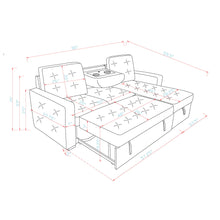 Load image into Gallery viewer, Gustavo - Sofa, Pull Out Bed, Storage Chaise, USB And Cup Holders - Beige
