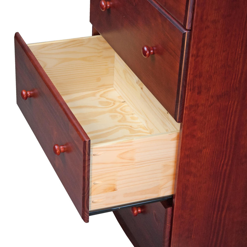Solid Wood Five Drawer Dresser - Mahogany