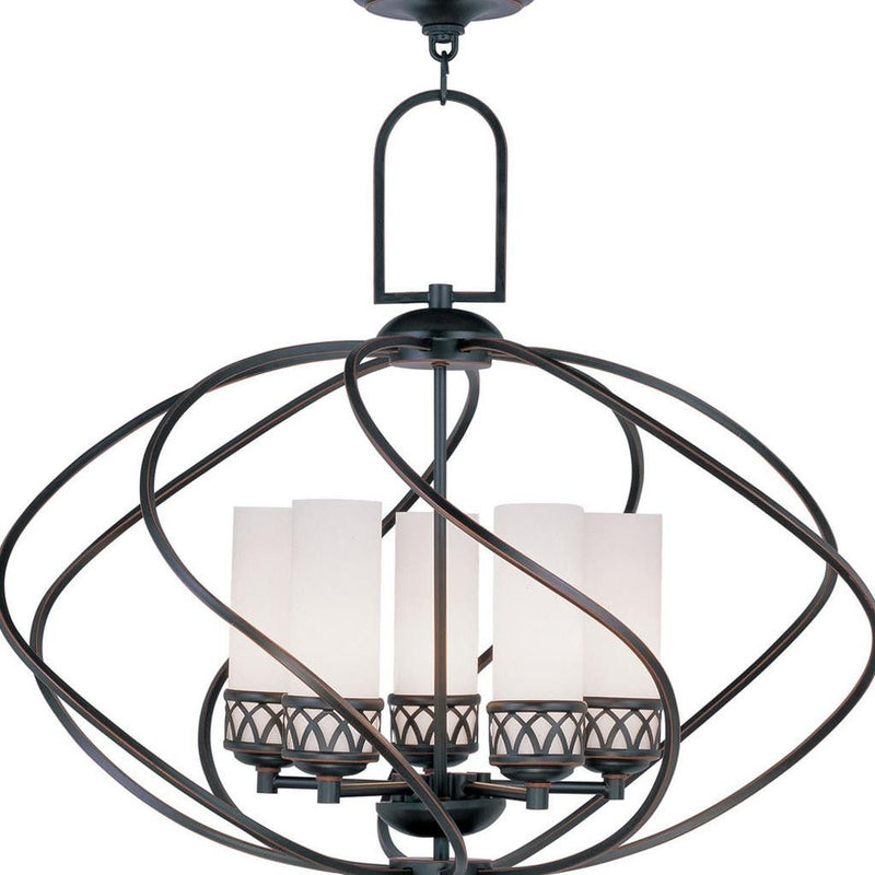 24'' Five Light Dimmable Chandelier With Shades - Bronze