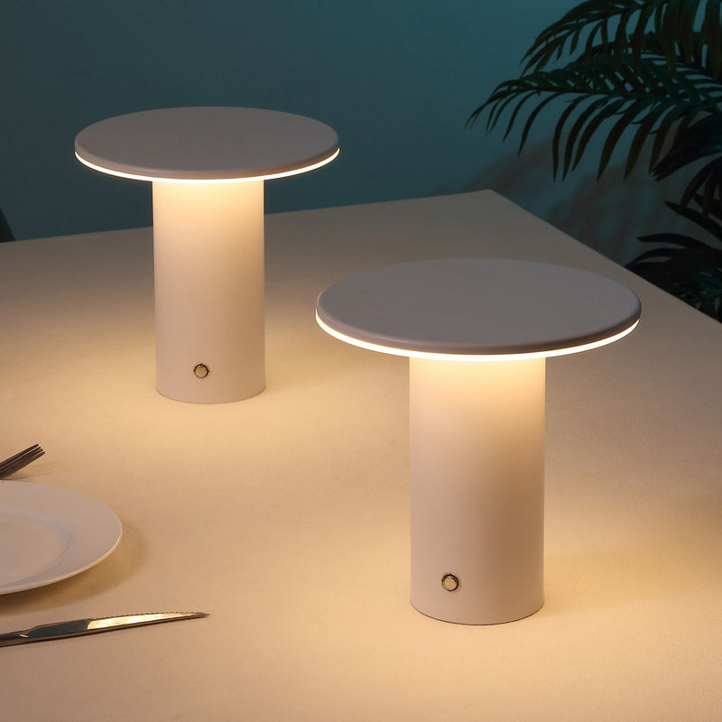 8" USB Table Lamps LED (Set of 2) - White