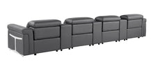 Load image into Gallery viewer, Top Grain Leather Reclining Metal USB Sofa (720376) - Dark Gray
