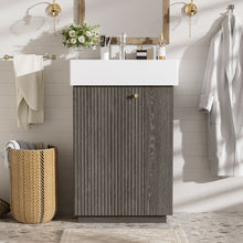 Load image into Gallery viewer, Bathroom Vanity With Sink, Freestanding Wood Grain Cabinet With Storage
