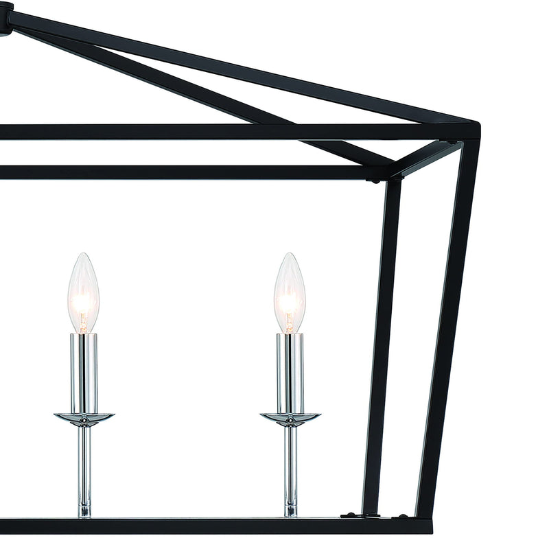 Candle Style Six-Light Metal Dimmable Chandelier - Black