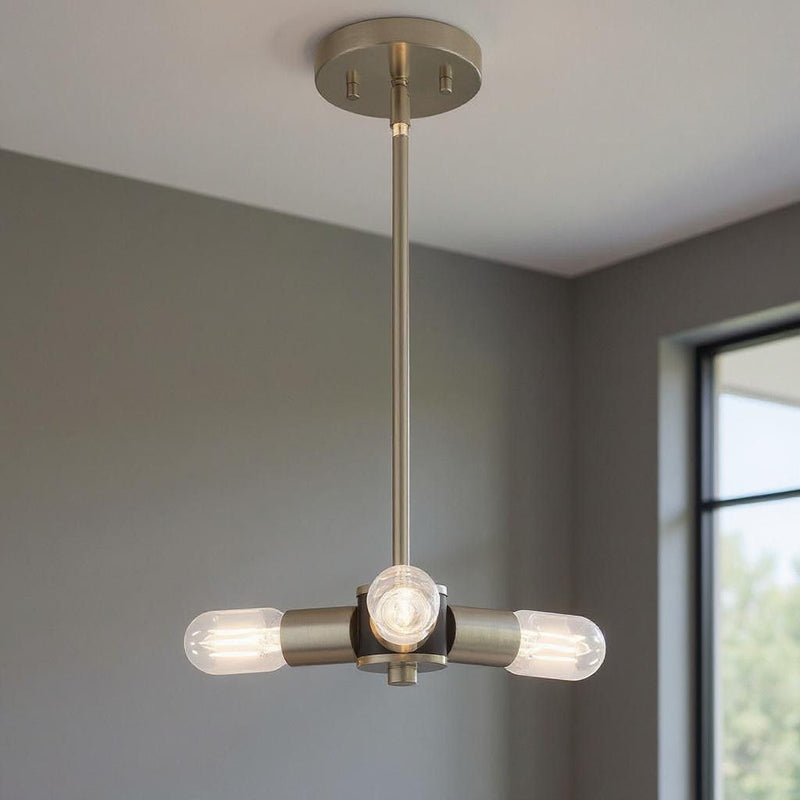 5" Three Light Dimmable Chandelier With Shades - Nickel