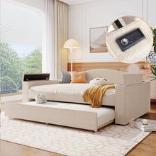 Load image into Gallery viewer, Upholstered Daybed With Storage Armrests, Trundle And Latest Integrated tooth Audio System

