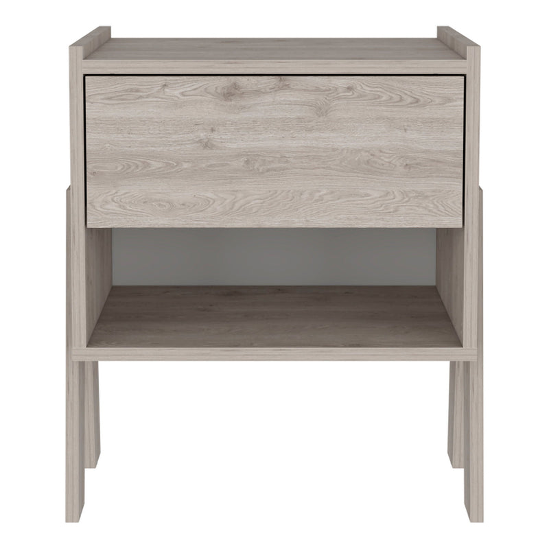 22" Light Wood One Drawer Nightstand - Gray