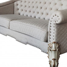 Load image into Gallery viewer, Velvet Sofa And Toss Pillows With Pearl Legs - Ivory
