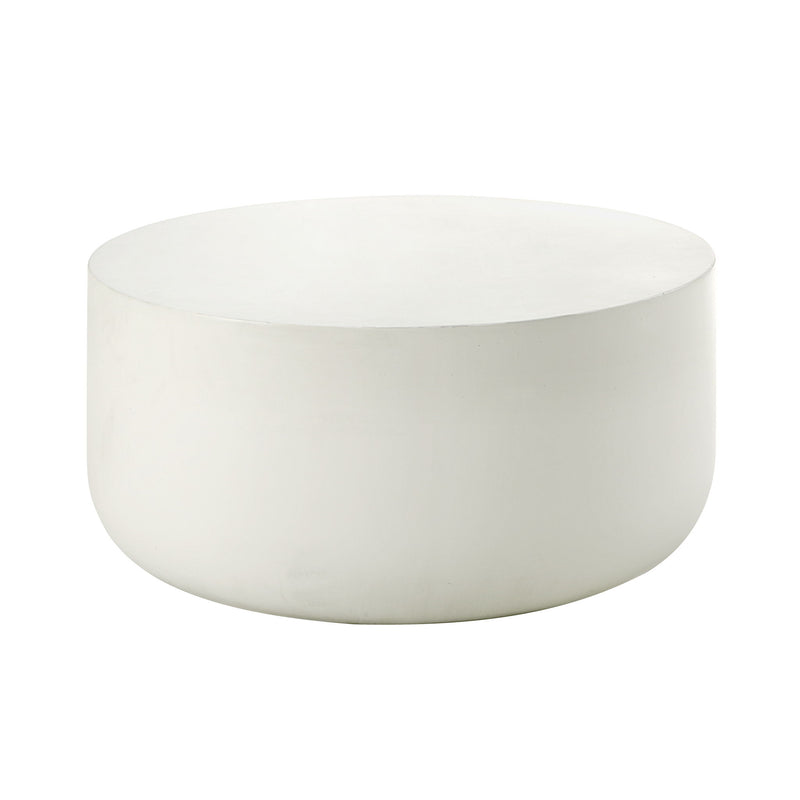 Cement Round Drum Coffee Table - White