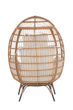 Load image into Gallery viewer, Wicker Egg Chair, Oversized Indoor Outdoor Lounger for Patio, Backyard, Living Room w/ 5 Cushions, Steel Frame, - Beige
