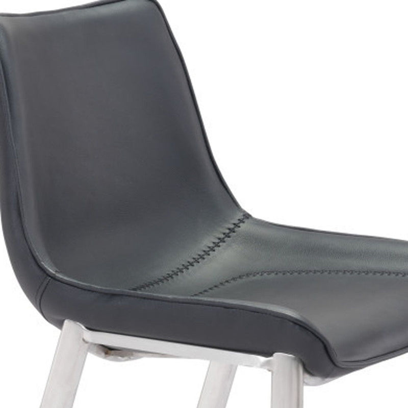 30" Steel Low Back Bar Height Bar Chairs (Set of 2) - Black And Silver
