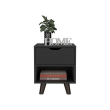 Load image into Gallery viewer, 19" One Drawer Faux Wood Nightstand - Black
