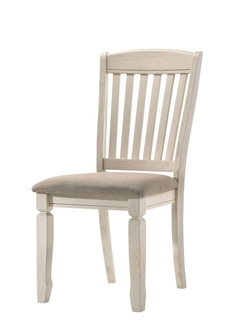 Upholstered Fabric Slat Back Dining Side Chairs (Set of 2) - Tan / Cream