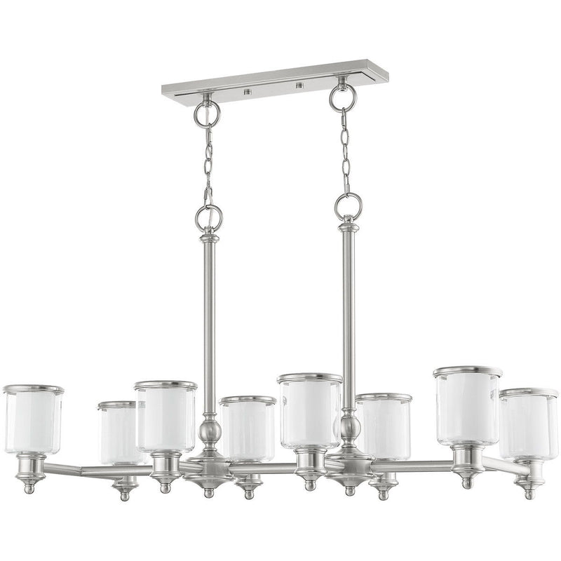 24'' Eight Light Dimmable Chandelier With Shades - Nickel
