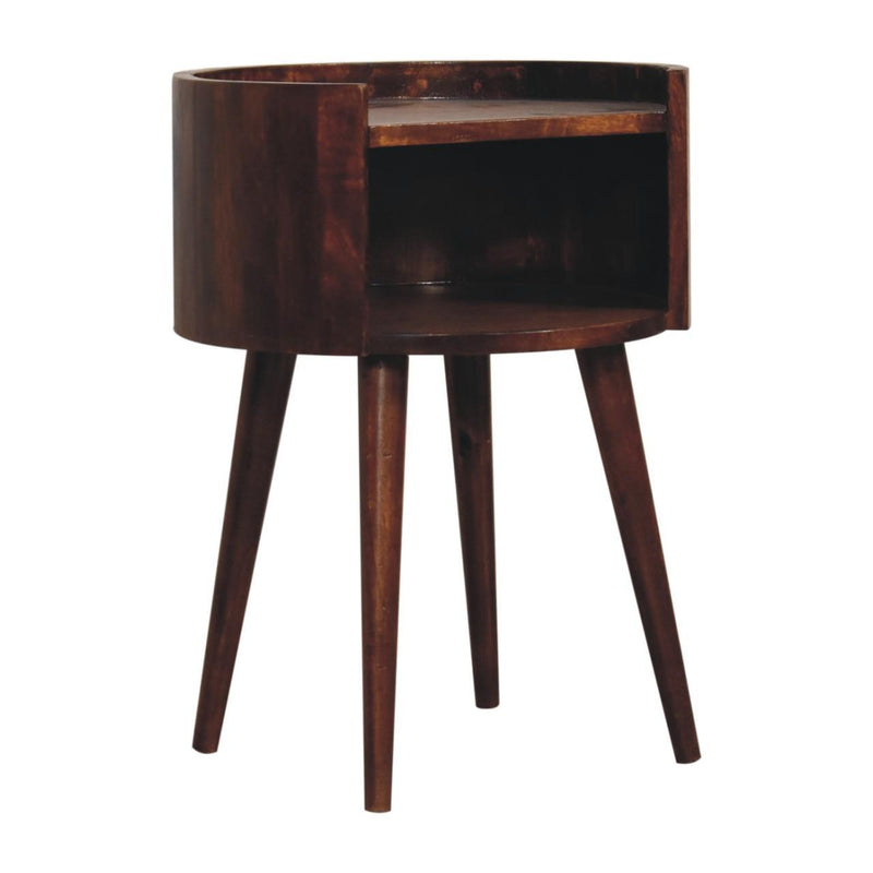 Solid Wood Round Nightstand - Chestnut