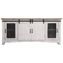 Load image into Gallery viewer, Solid Wood Cabinet Enclosed, Storage Distressed TV Stand - White
