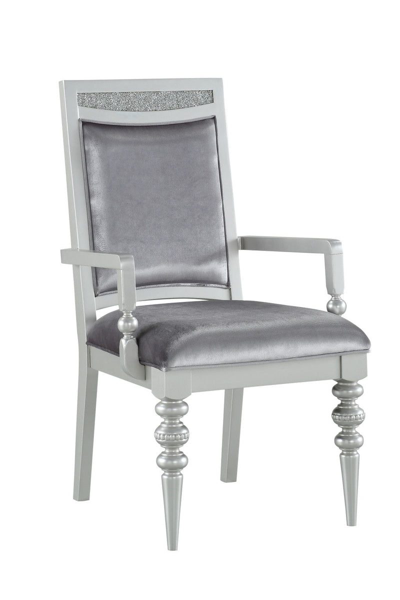 Upholstered Fabric Dining Arm Chairs (Set of 2) - Platinum
