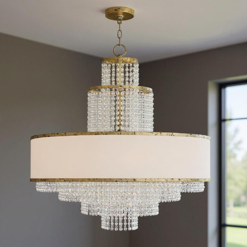 Eight Light Dimmable Chandelier With Shades - Gold