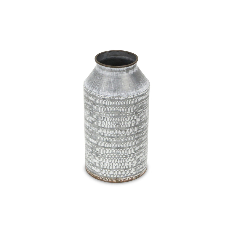 Galvanized Geometric Patterned Jug Vase (635606) - Gray