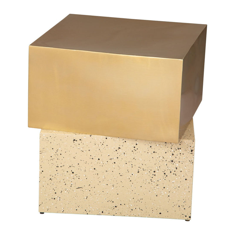 20" Modern Iron Pedestal End Table - Beige