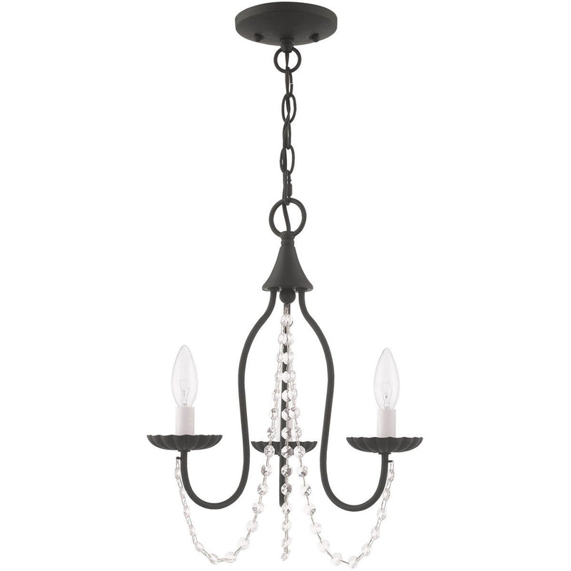 17" Three Light Dimmable Chandelier With Shades - Black